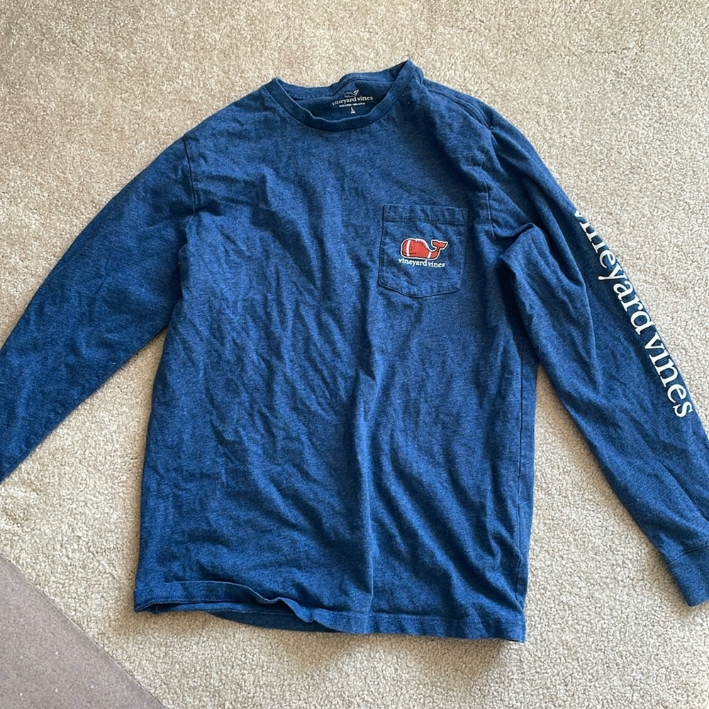 Vineyard vines, dark blue long sleeve football shirt - great condition